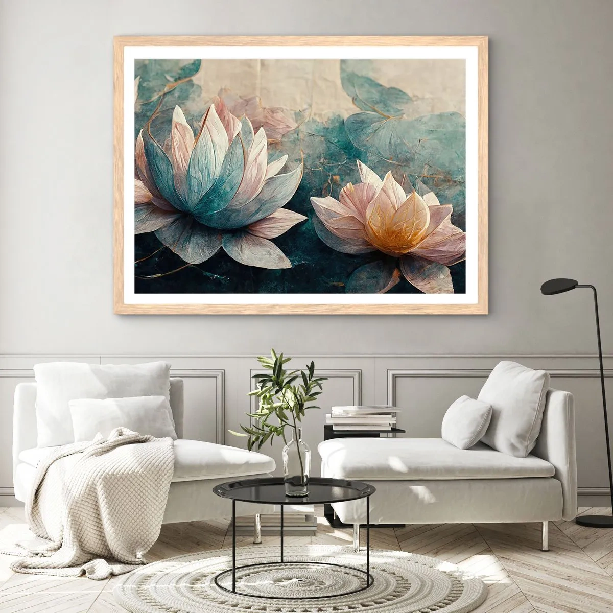 Affiche dans un chêne clair - Poster - Les étoiles du lac - 50x40 cm