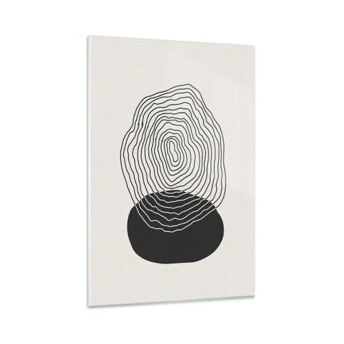 Impression sur verre - Image sur verre - Motif abstrait avec des lignes et des formes en noir et blanc - 80x120cm - Durabilité et oscillation - Décoration murale moderne pour le salon et la chambre ARTTOR