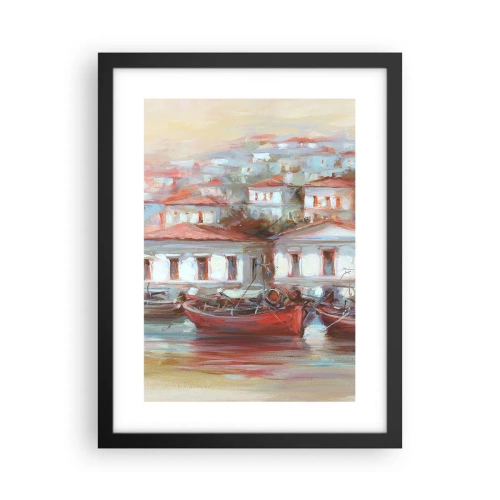 Affiche dans un cadre noir - Poster - Petite ville heureuse - 30x40 cm