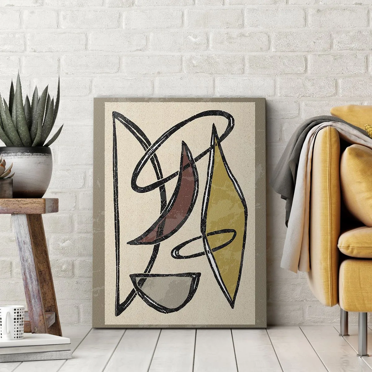 Impression sur toile - Image sur toile - Abstraction avec des formes géométriques et des couleurs sobres - 80x120cm - Verticales et horizontales - Décoration murale moderne pour le salon et la chambre ARTTOR