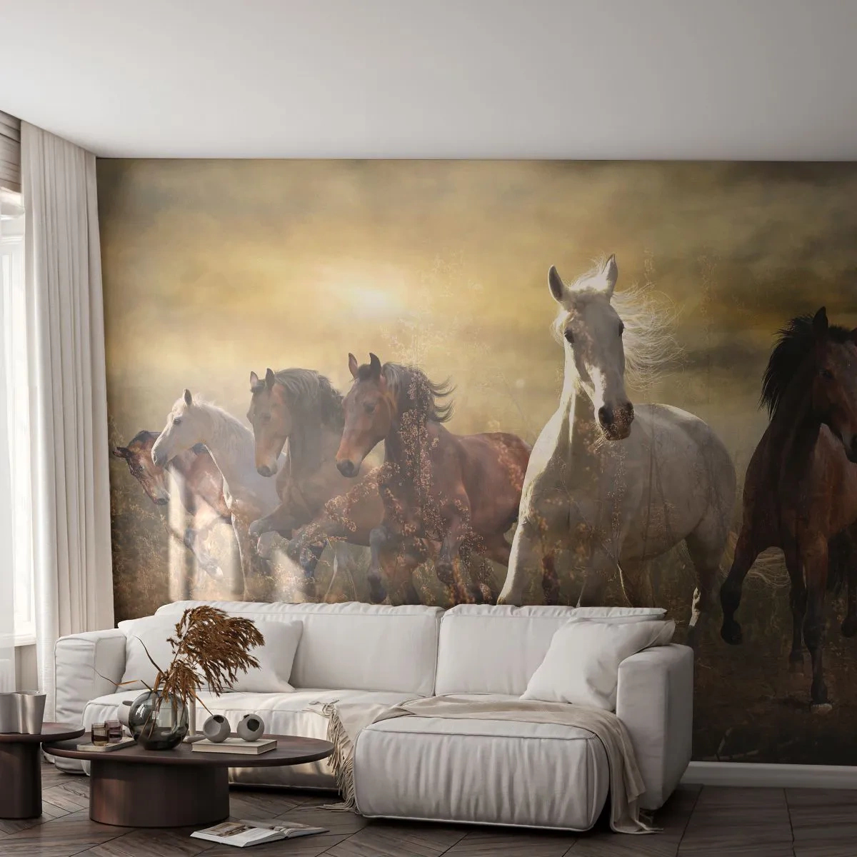 Papier Peint Autocollant Deluxe Sticker - Vive la liberté! - Animaux, Cheval, Galop - 250x175 cm