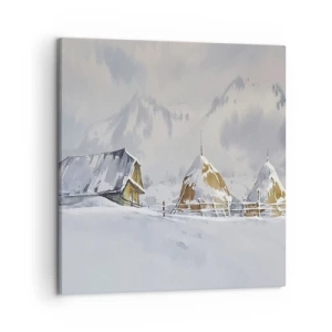 Impression sur toile - Image sur toile - Dans une vallée enneigée - 50x50 cm