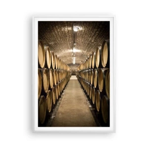 Affiche dans un cadre blanc - Poster - Dans un sous-sol en brique - 70x100 cm