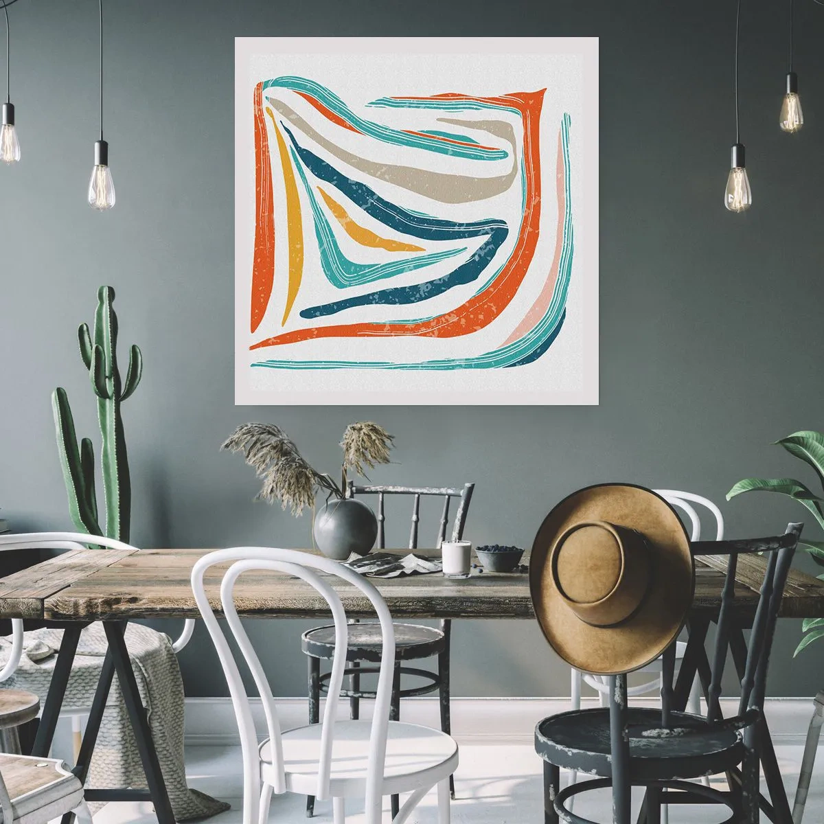 Affiche - Poster - Abstraction avec un sourire amical - 50x50 cm