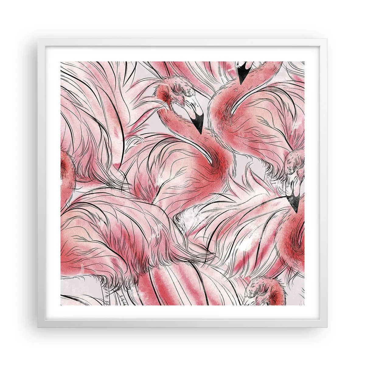 Affiche dans un cadre blanc - Poster - Oiseau corps de ballet - 60x60 cm