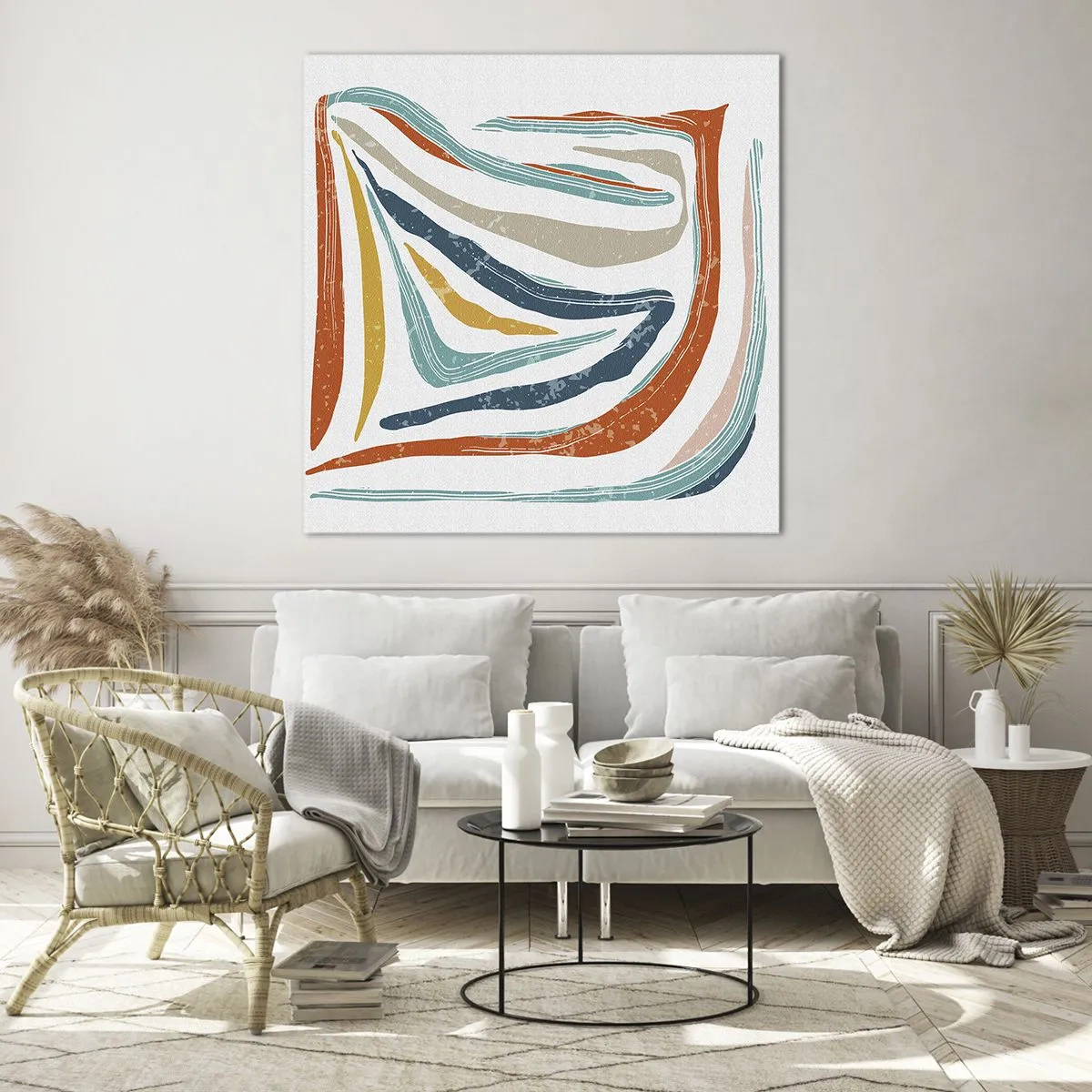 Impression sur verre - Image sur verre - Abstraction avec un sourire amical - 40x40 cm