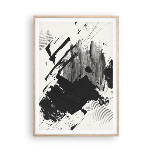 Affiche dans un chêne clair - Poster - Abstraction – expression du noir - 70x100 cm