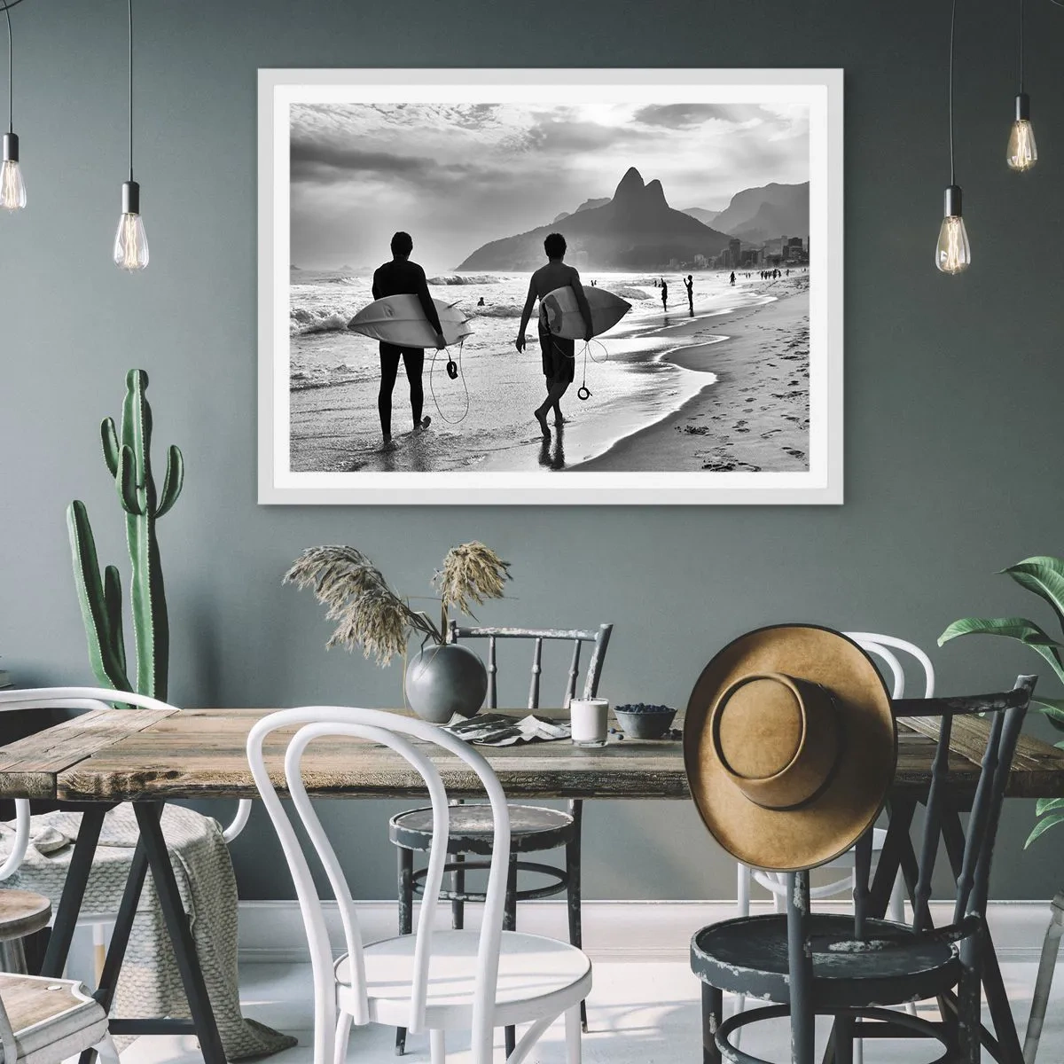 Affiche dans un cadre blanc - Poster - Samba sur une vague - 40x30 cm