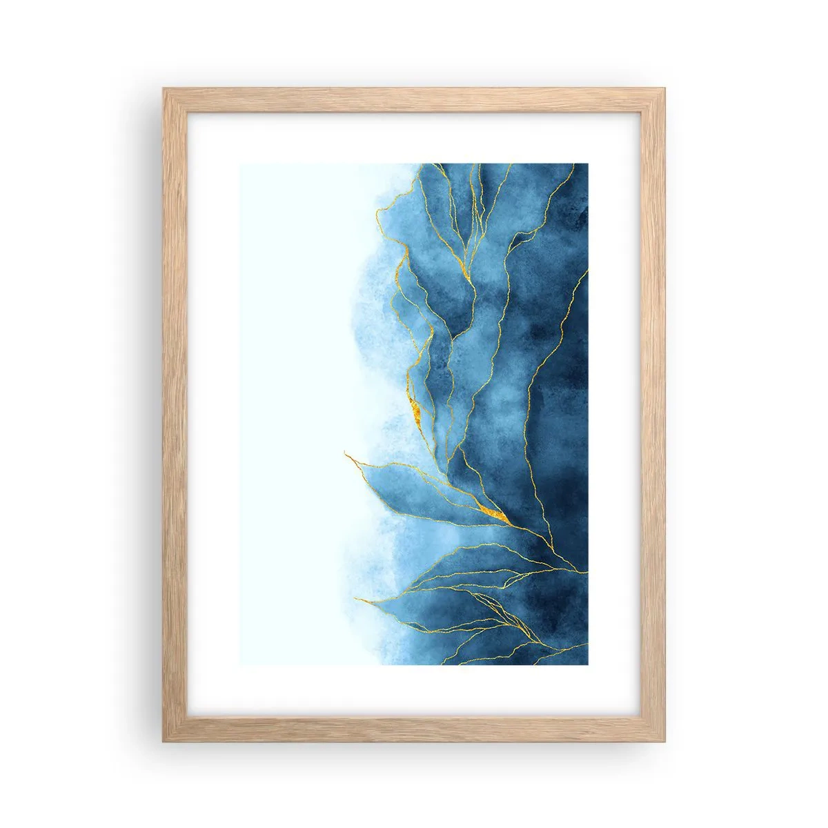 Affiche dans un chêne clair - Poster - Bleu doré - 30x40 cm