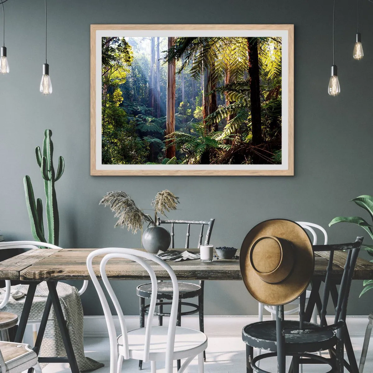 Affiche dans un chêne clair - Poster - Fable de la forêt - 91x61 cm