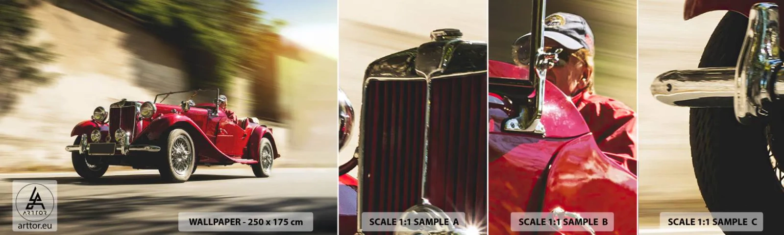 Échantillon de Papier Peint Autocollant Deluxe Sticker - Plus belle que Nike de Samothrace - Voiture, Rétro, Cabriolet - 100x30 cm