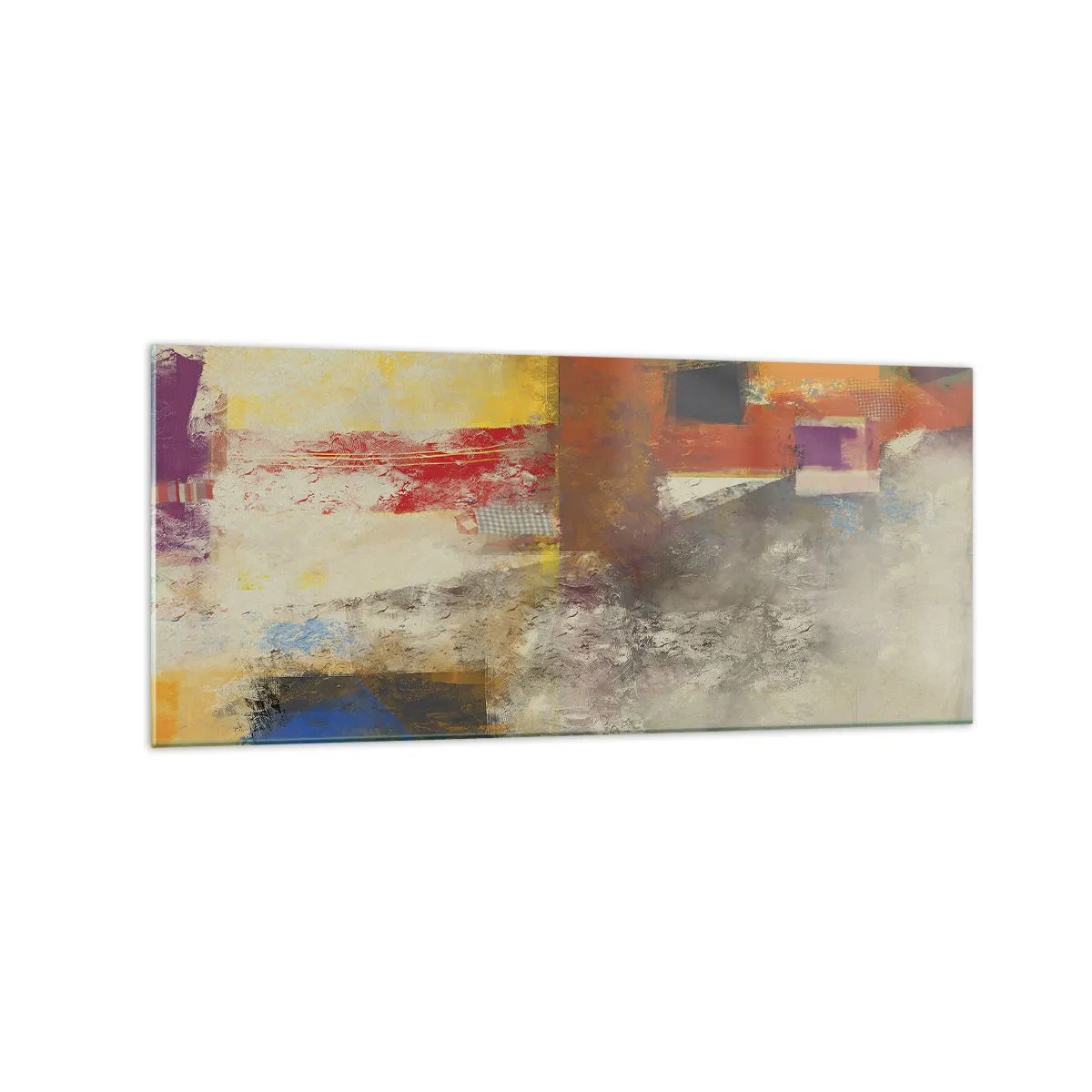 Impression sur verre - Image sur verre - Abstraction colorée avec des formes géométriques - 120x50cm - Géométrie des couleurs - Décoration murale moderne pour le salon et la chambre ARTTOR