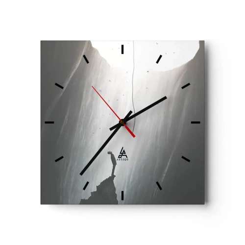 Horloge murale - Pendule murale - Silhouette d'un homme sur le sol d'une grotte avec vue sur la lumière - 30x30cm - Il y a toujours une issue - Décoration murale moderne pour le salon et la chambre ARTTOR