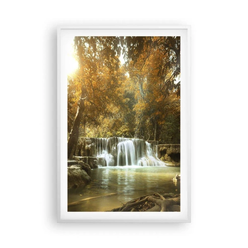 Affiche dans un cadre blanc - Poster - Cascade du parc - 61x91 cm