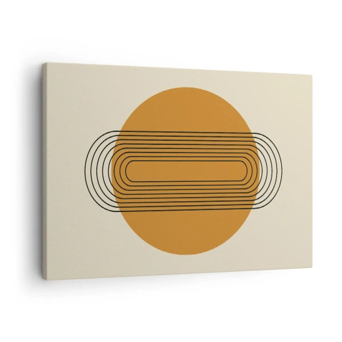 Impression sur toile - Image sur toile - Motif géométrique avec des cercles et des lignes orange - 70x50cm - Plan idéal - Décoration murale moderne pour le salon et la chambre ARTTOR