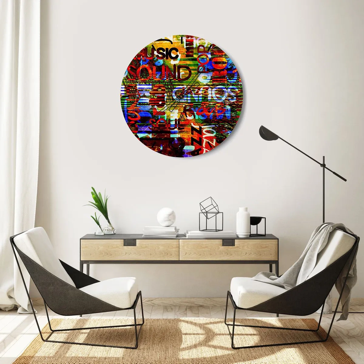Horloge murale - Pendule murale - Toutes les nuances du son - 40x40 cm