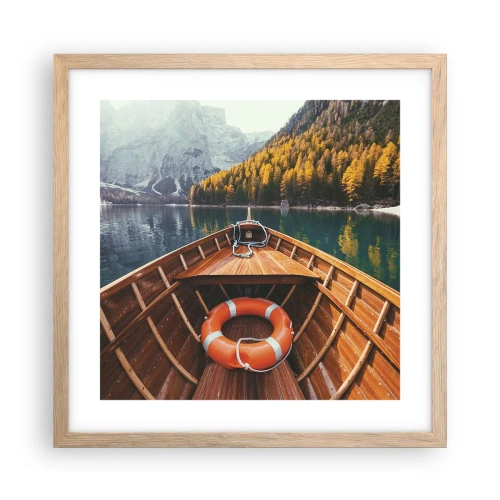 Affiche dans un chêne clair - Poster - Escapade en montagne - 40x40 cm