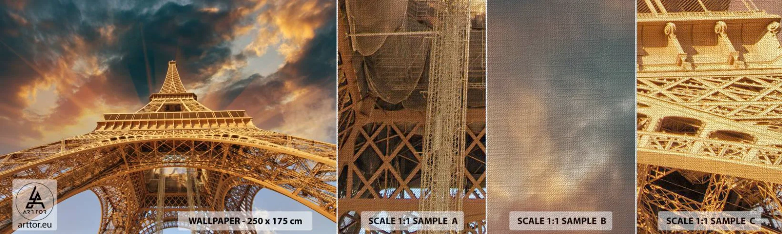 Échantillon de Papier Peint Premium Canvas - Comment l'humanité a atteint le ciel - tour Eiffel, Architecture, Paris - 100x30 cm