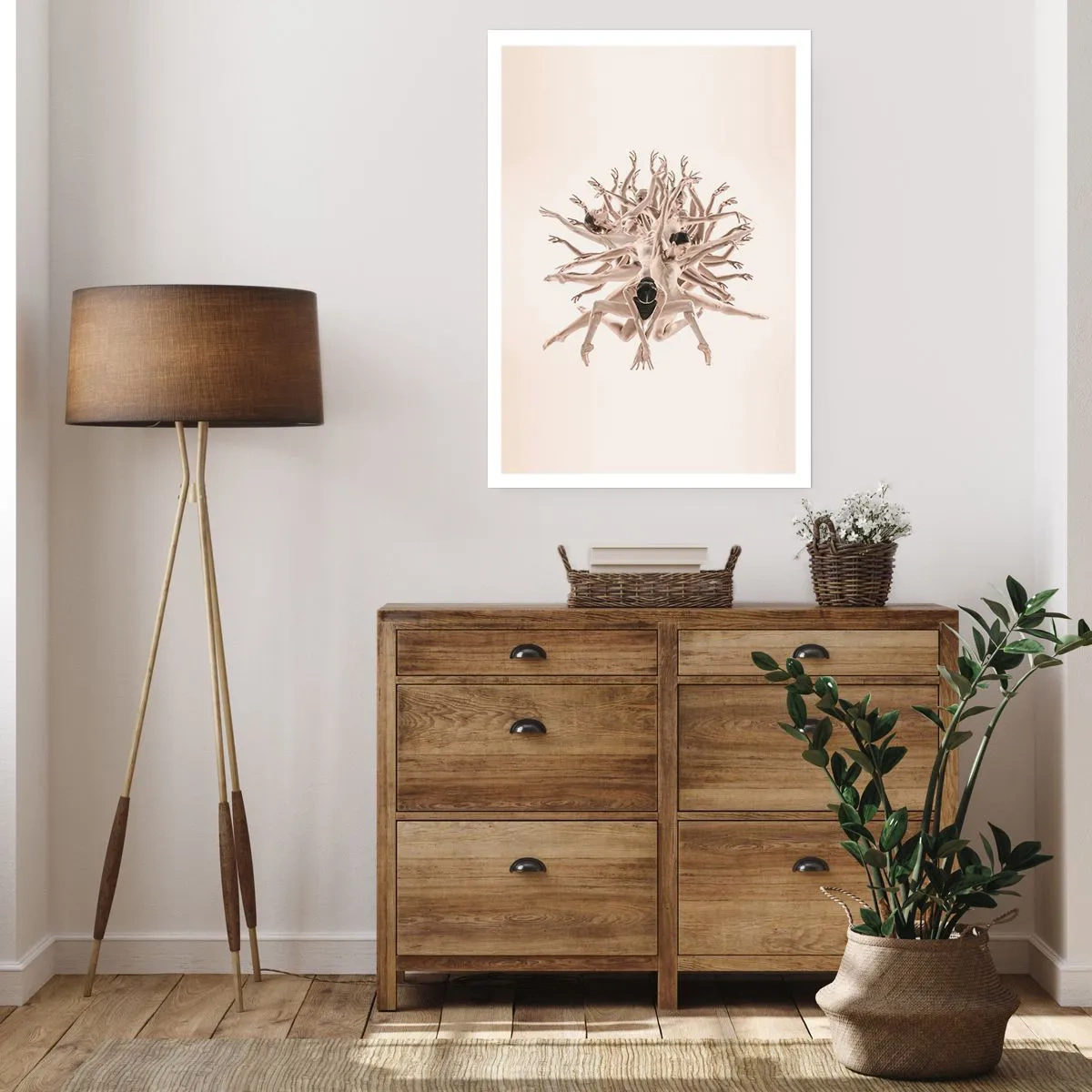 Affiche - Poster - Une composition artistique d'une danseuse aux couleurs beiges délicates. - 50x70cm - S'épanouir en danse - Décoration murale moderne pour le salon et la chambre ARTTOR