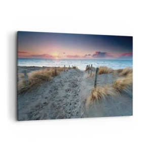 Impression sur toile - Image sur toile - Chemin menant à la plage au coucher du soleil - 120x80cm - Tu as versé l'éclat de l'arc-en-ciel sur les flots - Décoration murale moderne pour le salon et la chambre ARTTOR