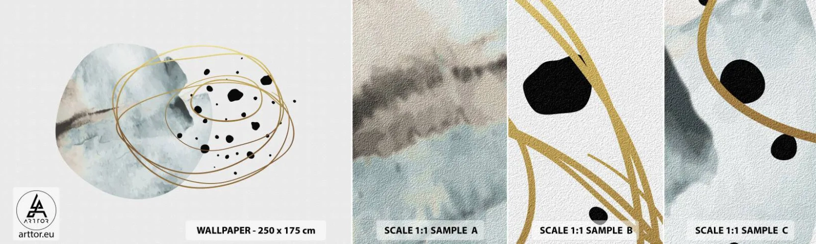 Échantillon De Papier Peint Standard Eco - Emmêlement de l'espace - Abstraction, Morceau, Modèle moderne - 100x30 cm