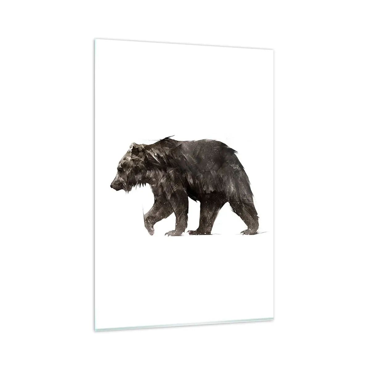 Impression sur verre - Image sur verre - Silhouette artistique d'un ours - 80x120cm - Je porte toujours de la vraie fourrure ! - Décoration murale moderne pour le salon et la chambre ARTTOR