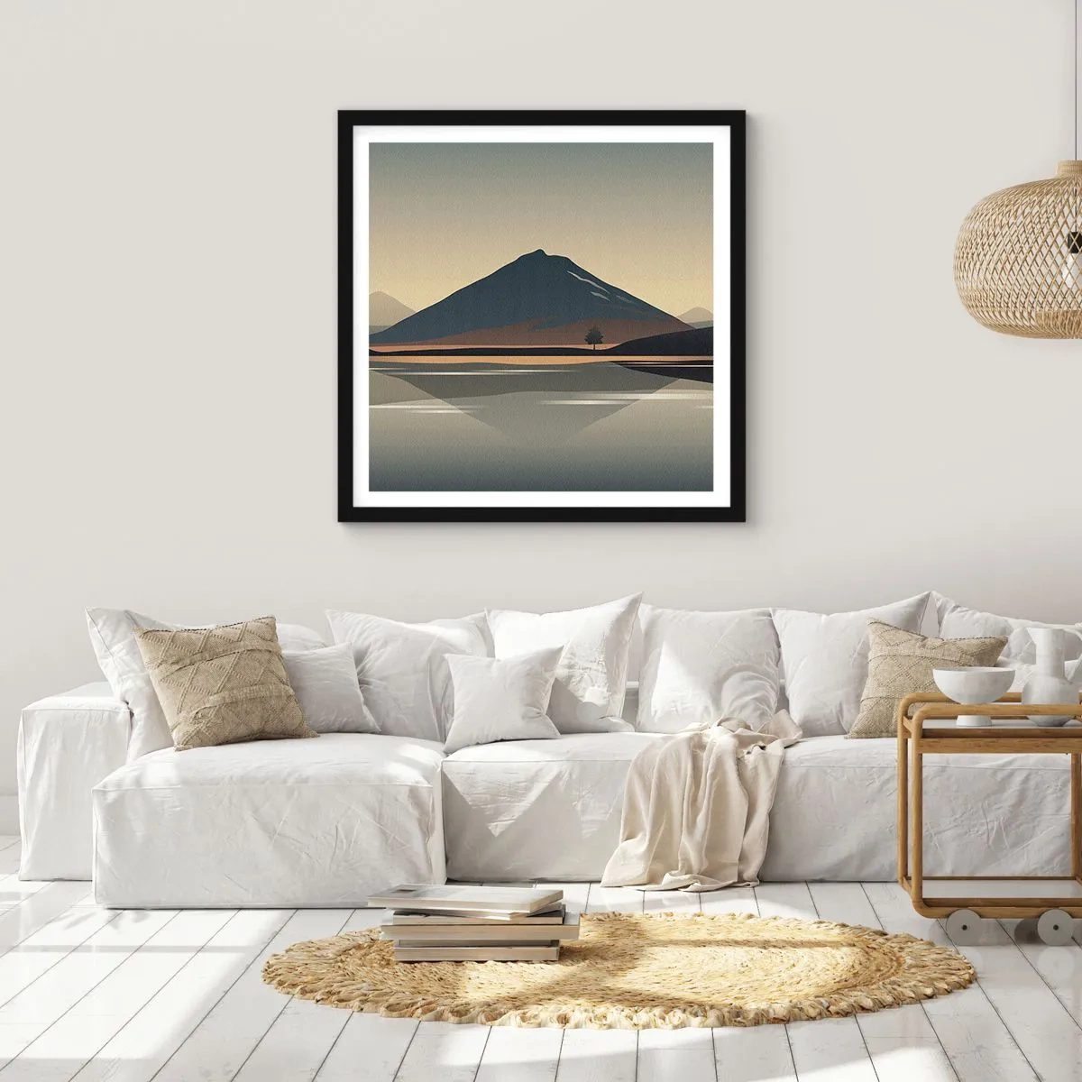 Affiche dans un cadre noir - Poster - Reflet de miroir - 60x60 cm