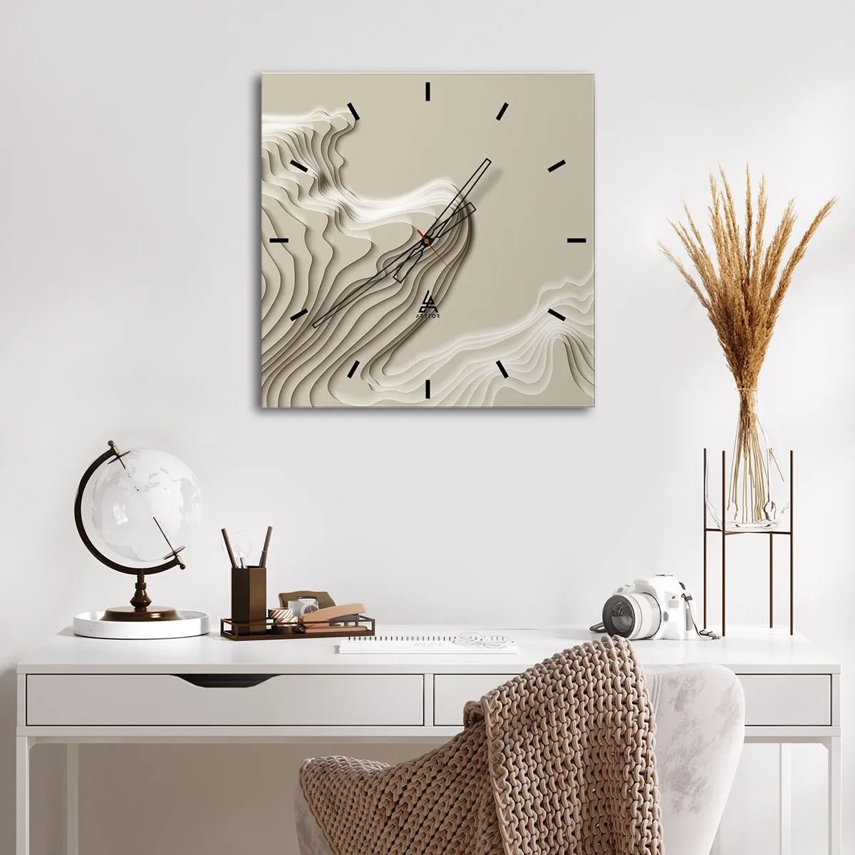 Horloge murale - Pendule murale - Topographie artistique - 40x40 cm