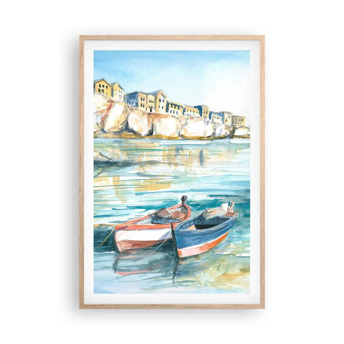 Affiche dans un chêne clair - Poster - Paysage dans l'azur - 61x91 cm