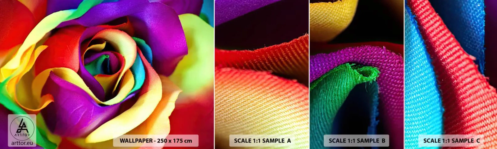 Échantillon De Papier Peint Standard Eco - Ce n'est pas possible - Abstraction, Fleur, Rose colorée - 100x30 cm