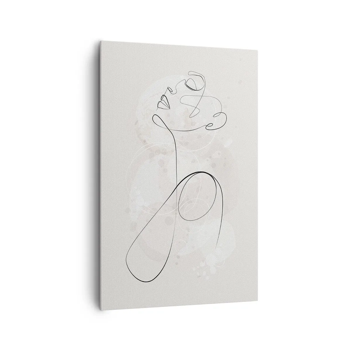 Impression sur toile - Image sur toile - Contour du visage minimaliste avec une fleur sur fond clair - 80x120cm - Spirale de beauté - Décoration murale moderne pour le salon et la chambre ARTTOR