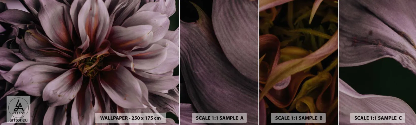 Échantillon de Papier Peint Autocollant Deluxe Sticker - Un coeur fleuri - Bouquet de fleurs, Dahlia, Fleur - 100x30 cm