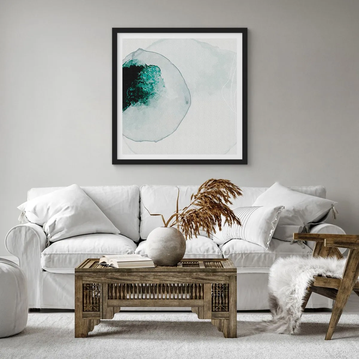 Affiche dans un cadre noir - Poster - Dans une goutte d'eau - 40x40 cm