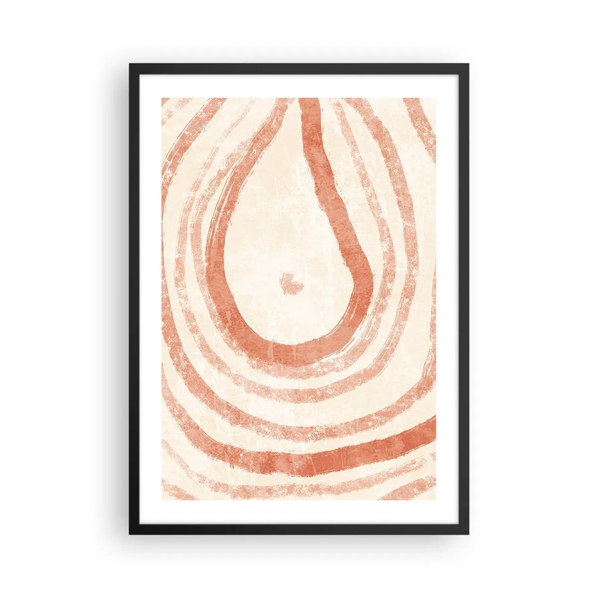 Affiche dans un cadre noir - Poster - Un motif abstrait aux couleurs chaudes et terreuses. - 50x70cm - Cercles de corail – composition - Décoration murale moderne pour le salon et la chambre ARTTOR