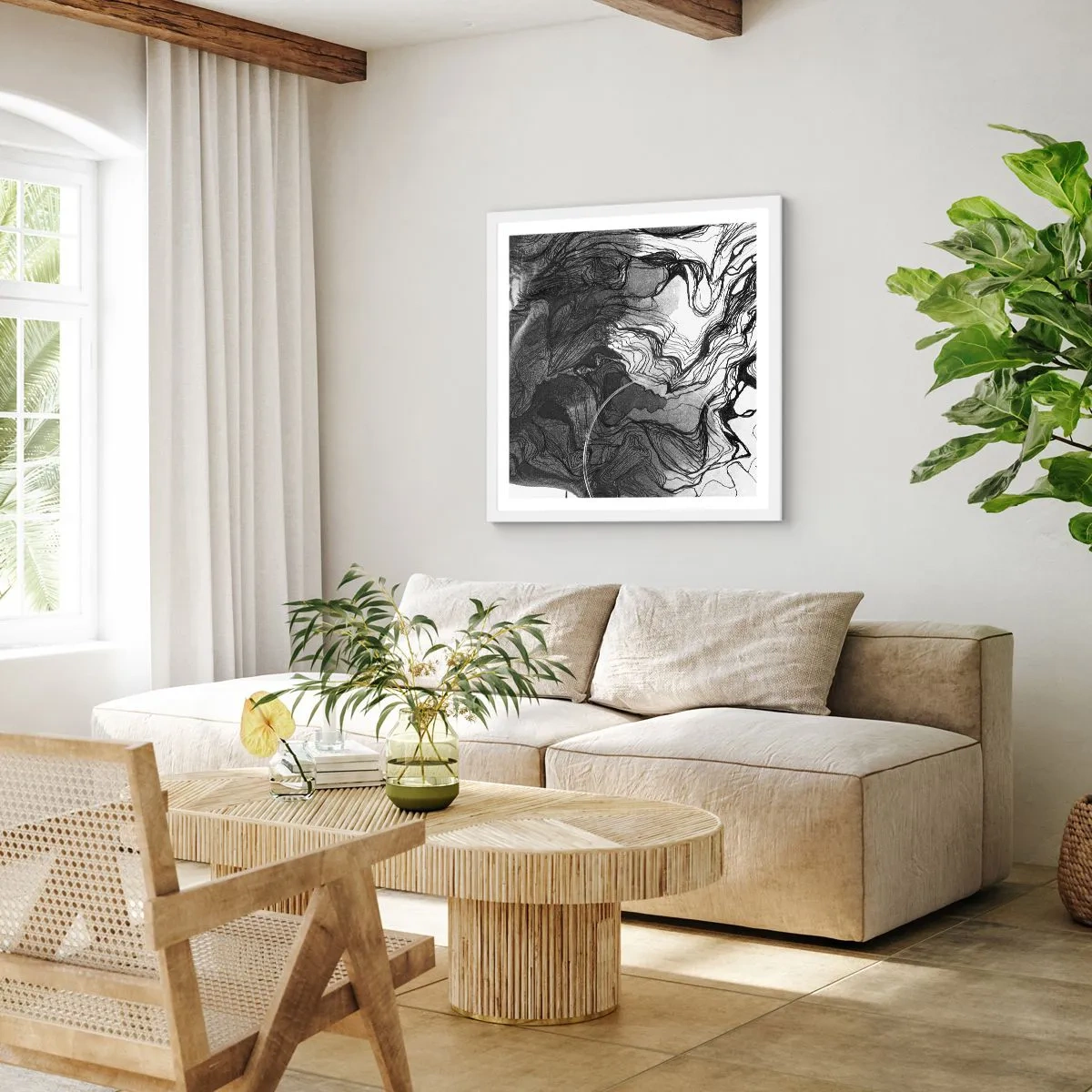 Affiche dans un cadre blanc - Poster - Emmêlé dans les rêves - 30x30 cm