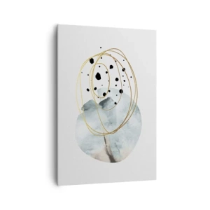 Impression sur toile - Image sur toile - Abstraction minimaliste avec un motif géométrique et des lignes dorées - 70x100cm - Emmêlement de l'espace - Décoration murale moderne pour le salon et la chambre ARTTOR