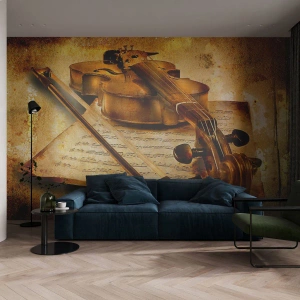 Papier Peint Photo Premium Sand - Besoin immédiat d'un virtuose - Violon, Musique, Notes de musique - 500x350 cm