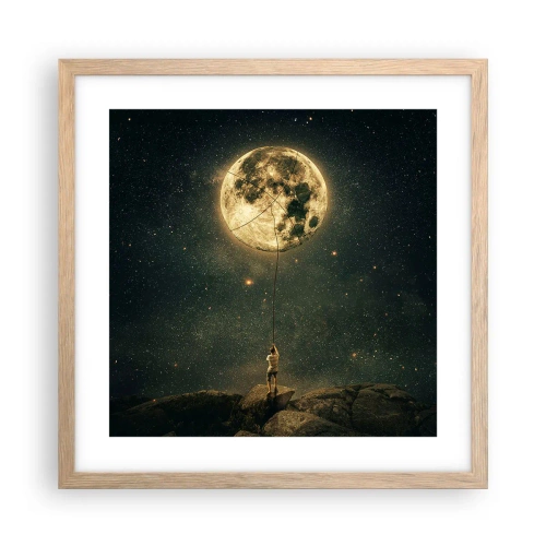 Affiche dans un chêne clair - Poster - Celui qui a volé la lune - 40x40 cm