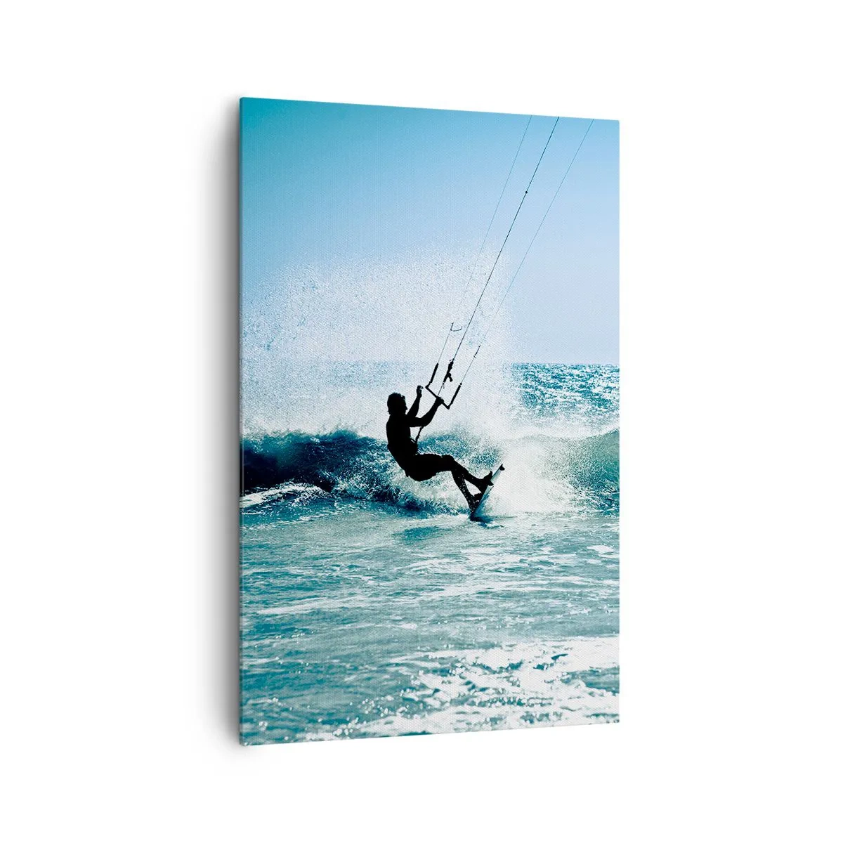 Impression sur toile - Image sur toile - Kitesurfeur sur une vague en plein soleil - 80x120cm - On se laisse emporter - Décoration murale moderne pour le salon et la chambre ARTTOR