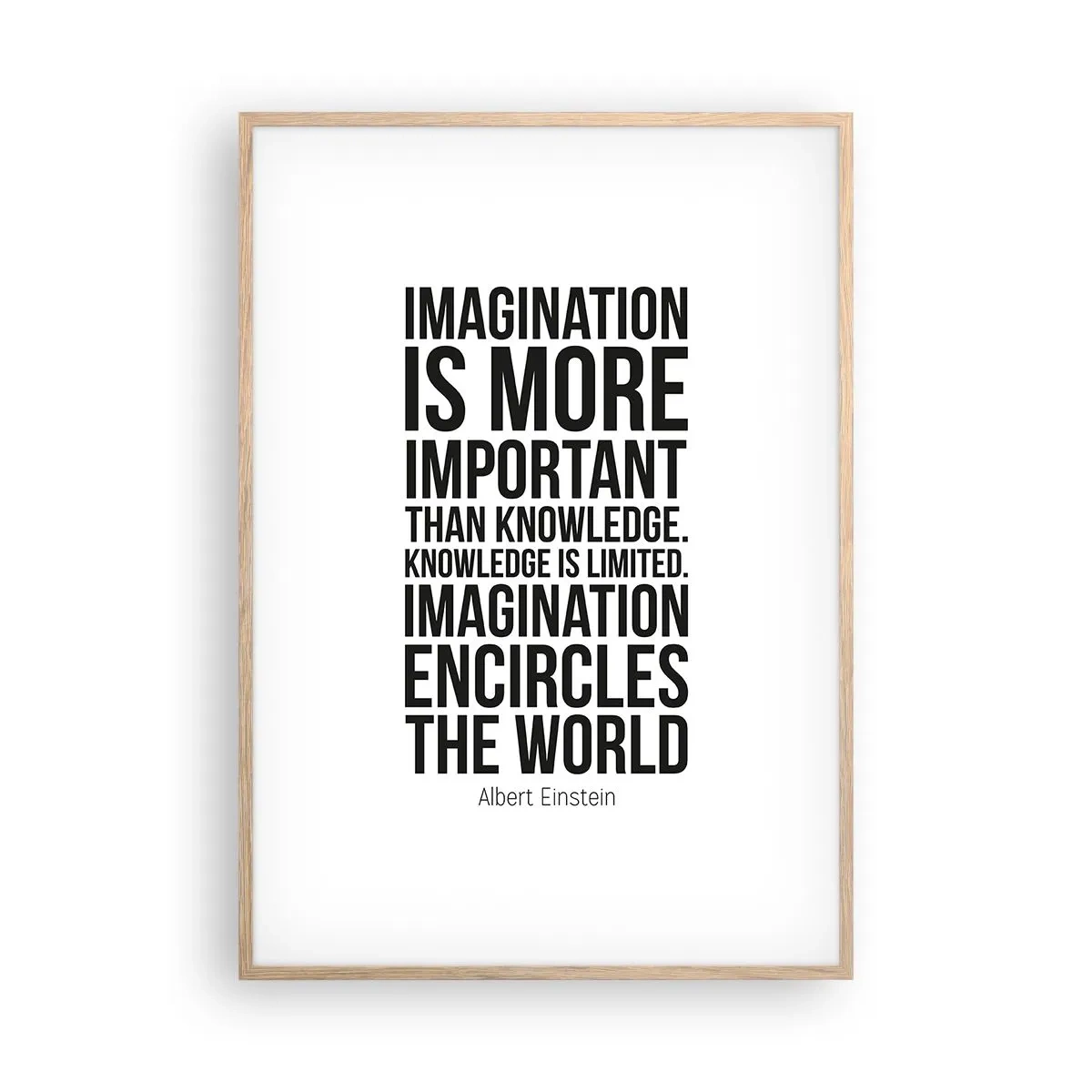 Affiche dans un chêne clair - Poster - Einstein sur le pouvoir de l'imagination - 70x100 cm