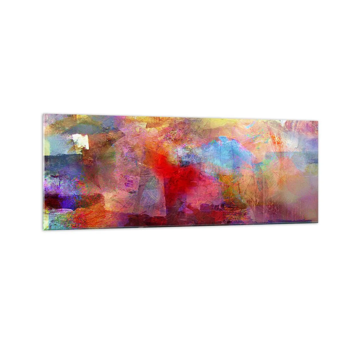 Impression sur verre - Image sur verre - Abstraction colorée dans des tons chauds et froids - 140x50cm - Regardez à l'intérieur de l'arc-en-ciel - Décoration murale moderne pour le salon et la chambre ARTTOR