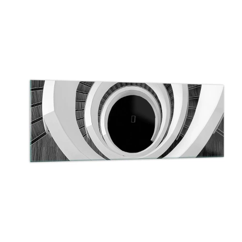 Impression sur verre - Image sur verre - Escalier en colimaçon noir et blanc de style moderne - 140x50cm - Les choses concrêtes - Décoration murale moderne pour le salon et la chambre ARTTOR