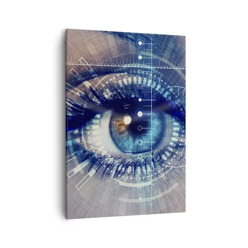 Impression sur toile - Image sur toile - Un œil technologique avec une interface futuriste - 50x70cm - Tu penses que tu me connais - Décoration murale moderne pour le salon et la chambre ARTTOR