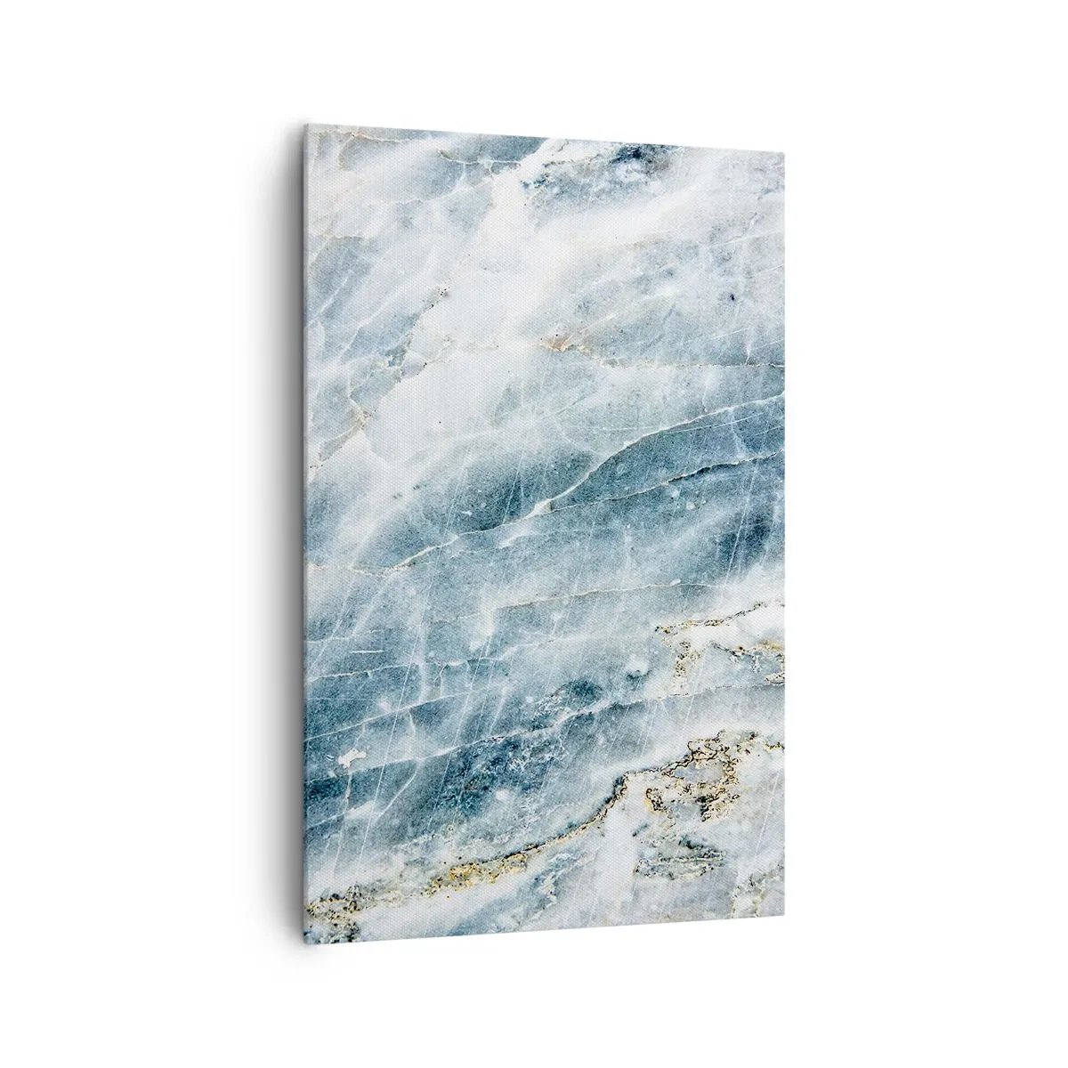 Impression sur toile - Image sur toile - Texture de marbre dans des tons de bleu et de blanc - 80x120cm - Monde de glace - Décoration murale moderne pour le salon et la chambre ARTTOR