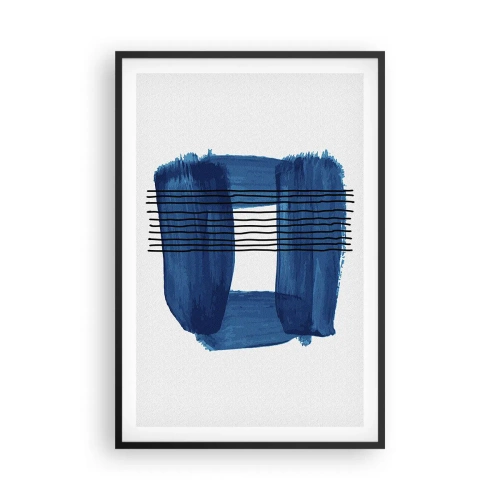 Affiche dans un cadre noir - Poster - Composition noire-bleue - 61x91 cm