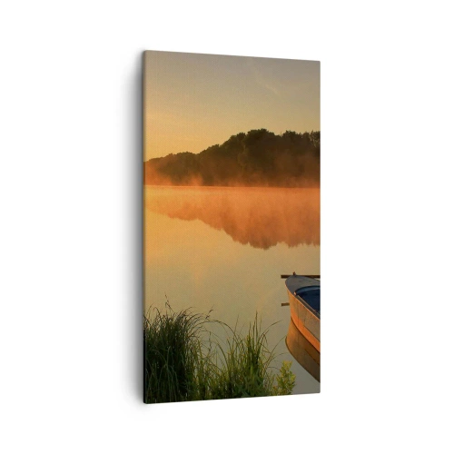 Impression sur toile - Image sur toile - Lever du soleil sur l'eau comme un miroir - 45x80 cm