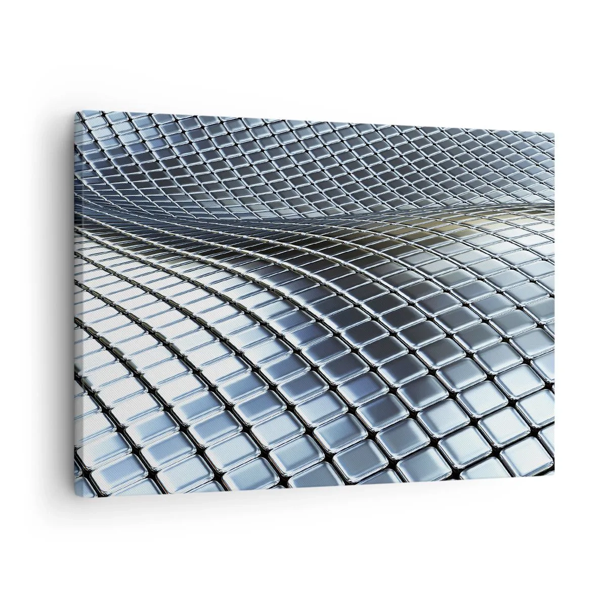 Impression sur toile - Image sur toile - Structure moderne composée de carrés métalliques - 70x50cm - Vague argent métallique - Décoration murale moderne pour le salon et la chambre ARTTOR