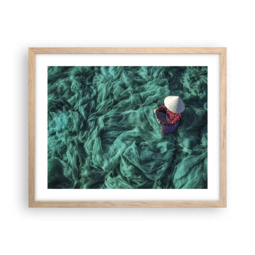 Affiche dans un chêne clair - Poster - Dans une mer de filet - 50x40 cm