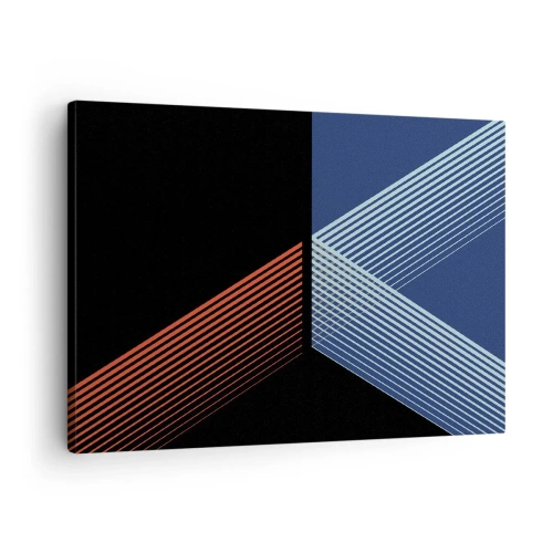 Impression sur toile - Image sur toile - Lignes géométriques dans les tons de rouge et de bleu - 70x50cm - Histoire simple - Décoration murale moderne pour le salon et la chambre ARTTOR