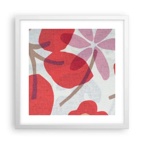 Affiche dans un cadre blanc - Poster - Composition florale dans les roses - 40x40 cm